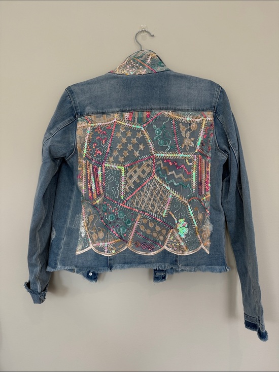 stacy bradley Jackets & Blazers - Embroidered Patchwork Denim Jacket - Multicolor Back Panel
